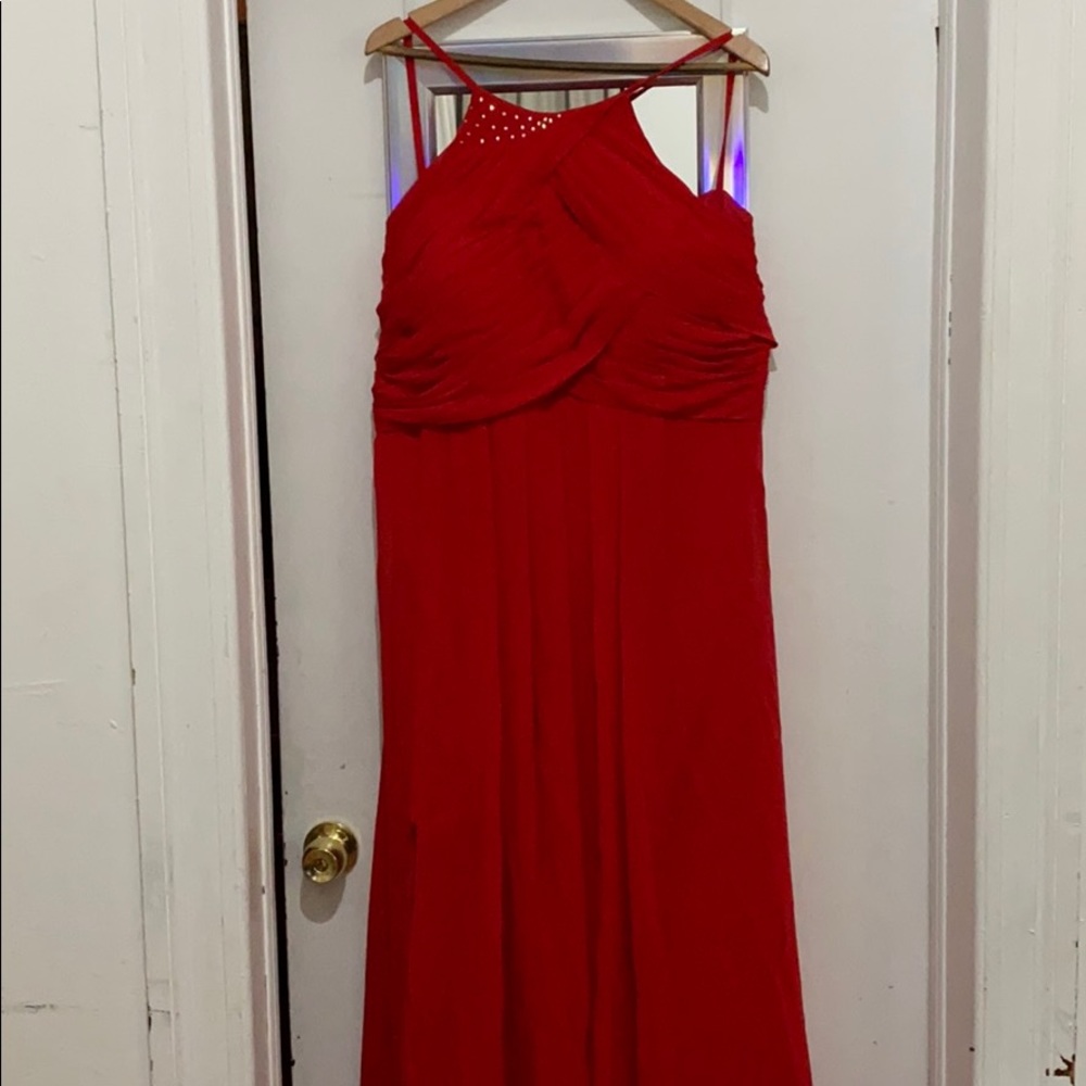 red rhinestone dress